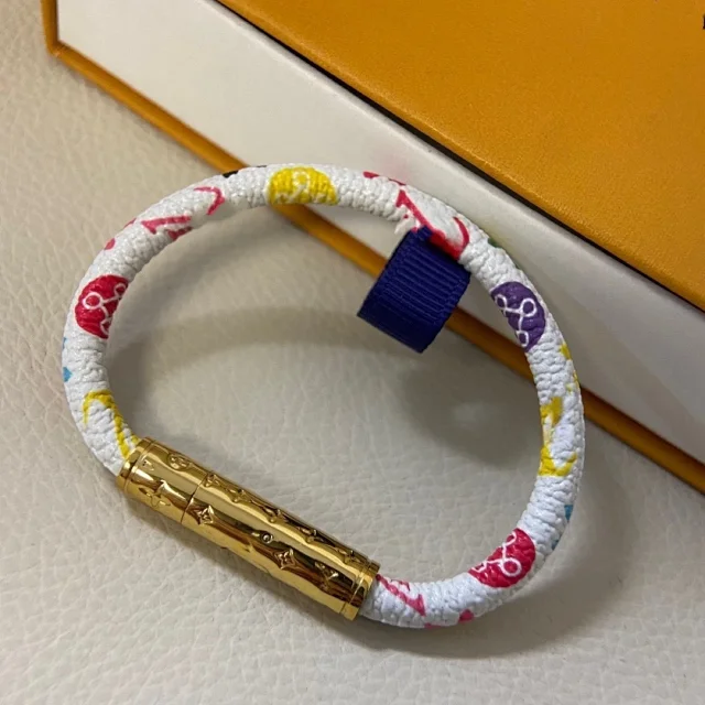 Louis Vuitton Jewelry Multicolor Monogram Cord Bracelet with Gold-Tone Clasp product detail image 1