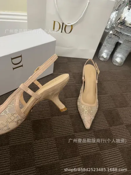 Dior J'adior Slingback Pumps Beige Embellished Pointed-Toe Heels - 10