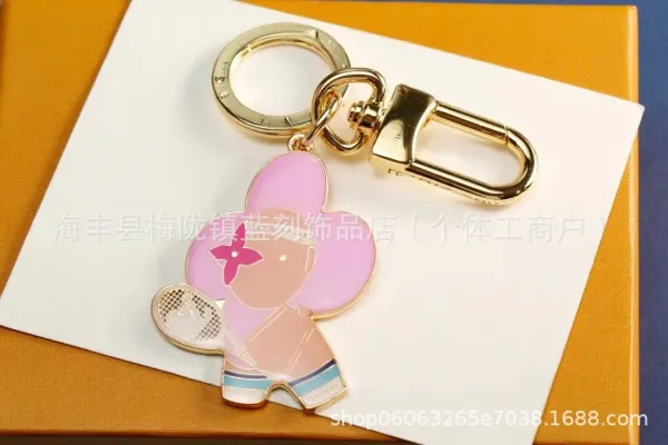 Louis Vuitton Tennis Player Charm Pink Enamel Keychain - 5