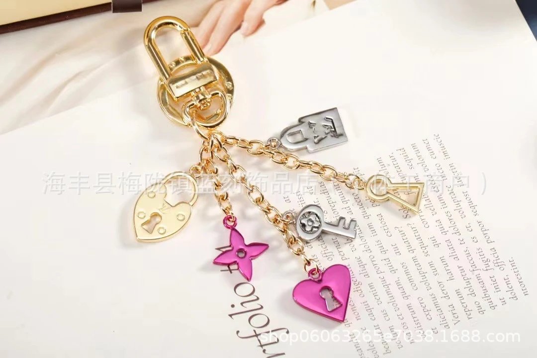 Louis Vuitton Monogram Lock & Key Charm Set Gold Pink Accessories - 2