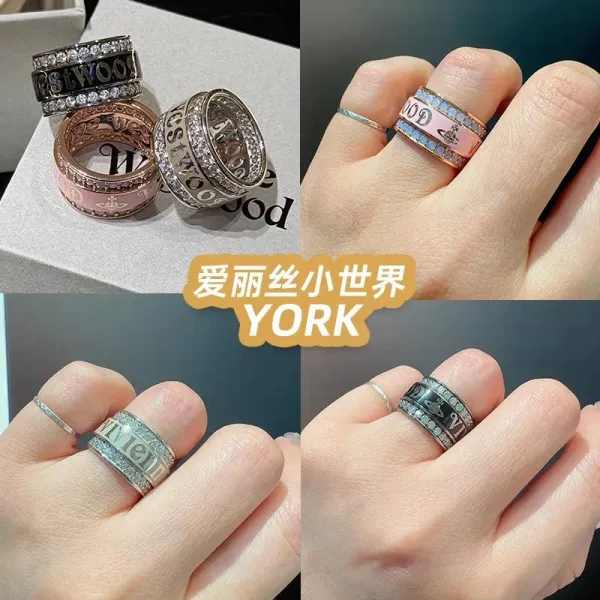 Vivienne Westwood Orb Logo Diamond-Encrusted Spinner Ring Silver - 4