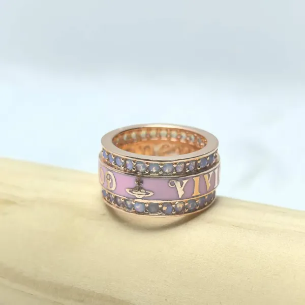Vivienne Westwood Orb Pink Enamel Ring - 1
