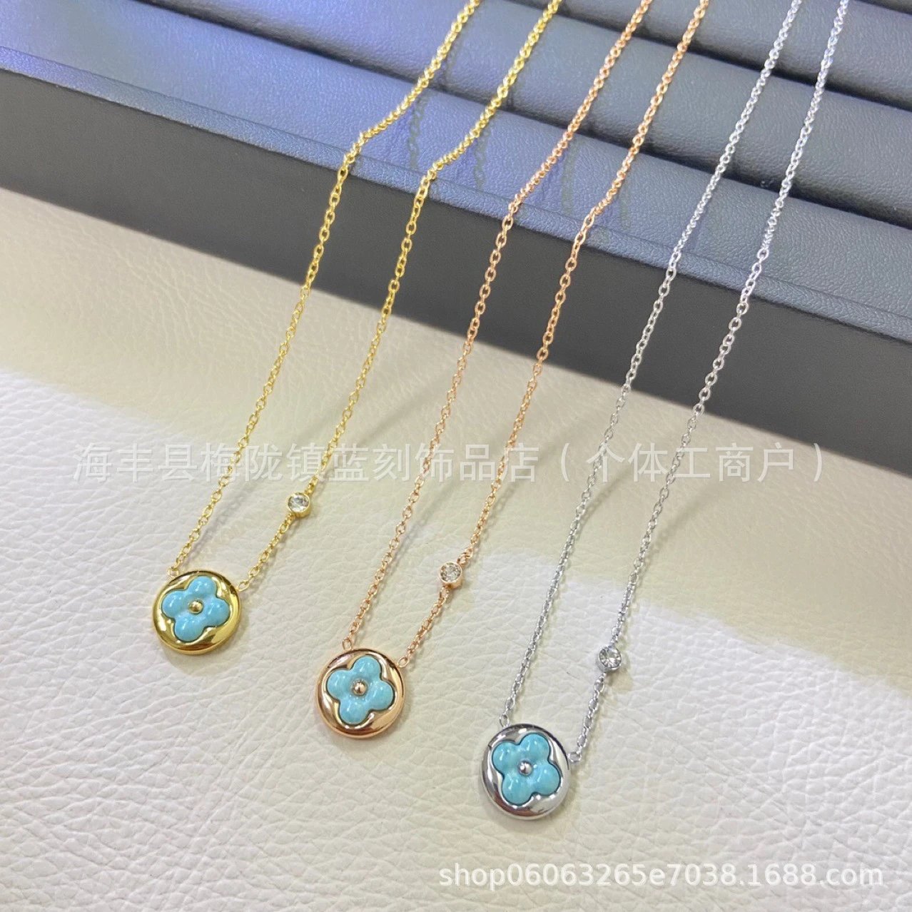 Floral Enamel Pendant Necklace in Gold, Rose Gold, and Silver