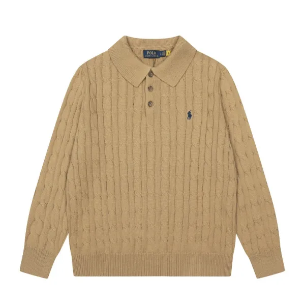 Ralph Lauren Cable Knit Polo Sweater Cream - 17