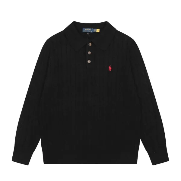 Ralph Lauren Cable Knit Polo Sweater Cream - 15