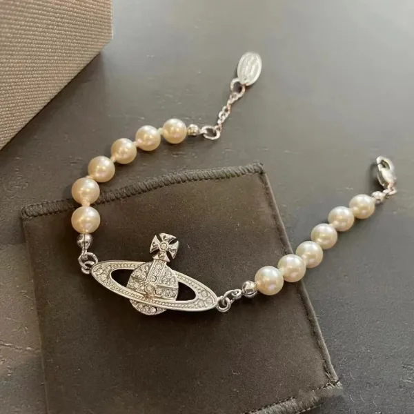 Vivienne Westwood Orb Pearl Bracelet with Pink Crystal Accents - 6