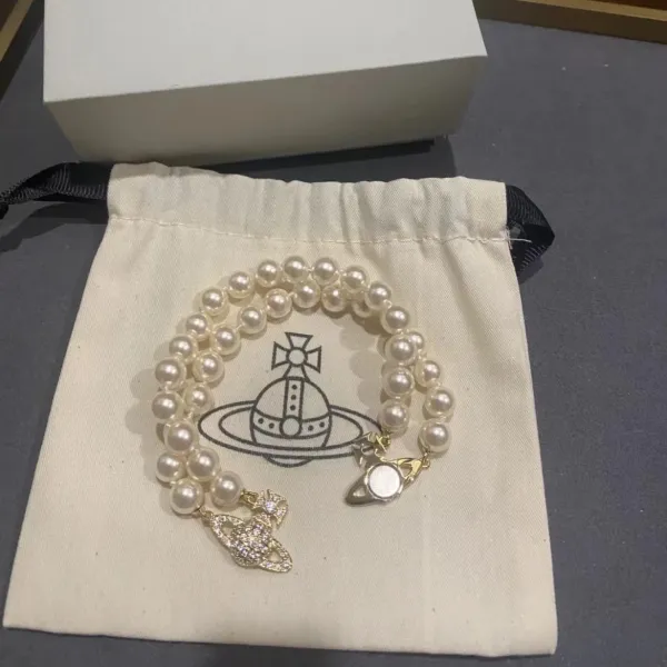 Vivienne Westwood Orb Pearl Bracelet White Silver Jewelry - 7