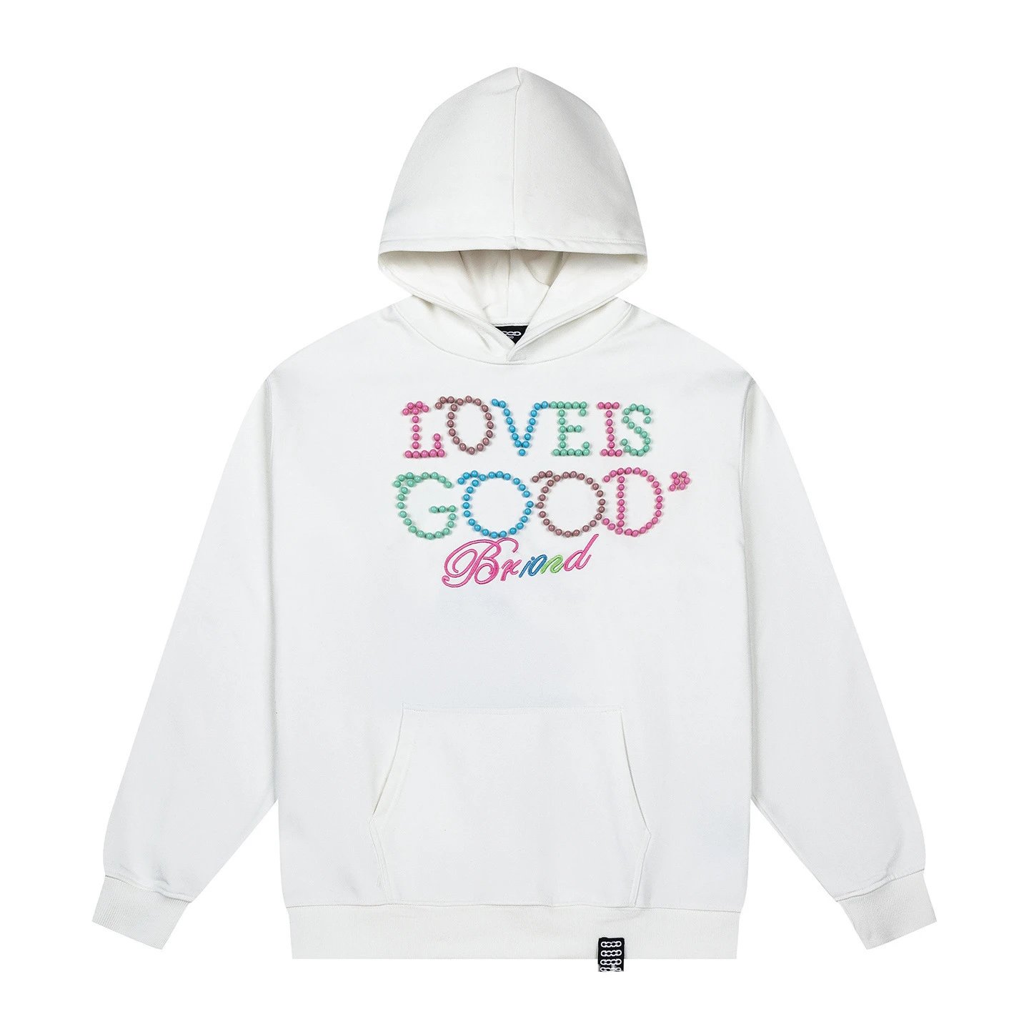 Br10nd Love Is Good Beaded Hoodie White
