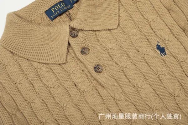 Ralph Lauren Cable Knit Polo Sweater Cream - 23