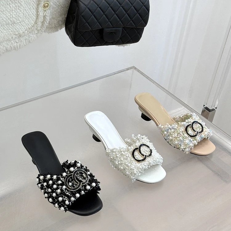 2025 Square Toe Chunky Heel One Piece Slipper