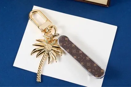 Palm Tree Keychain Charm with Nail File Accessory Gold Tone - 2