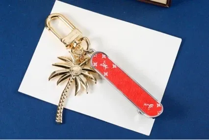 Palm Tree Keychain Charm with Nail File Accessory Gold Tone - 6