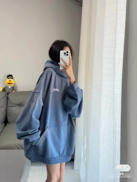 Balenciaga AG Logo Washed Blue Hoodie - 7