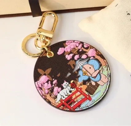 Multicolor Street Art Keychain with Gold Hardware - 6