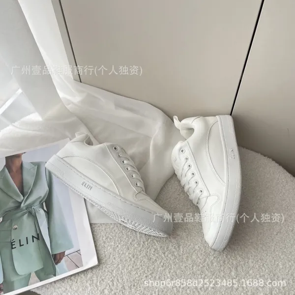 Céline White Leather Low-Top Sneakers - 11