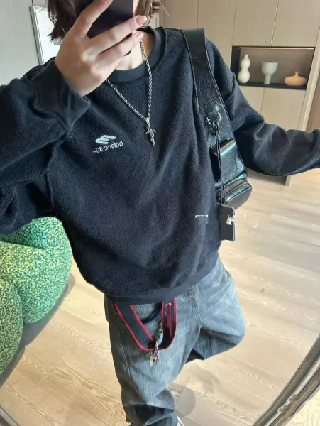 Balenciaga Distressed Logo Sweatshirt Black Hoodie - 5