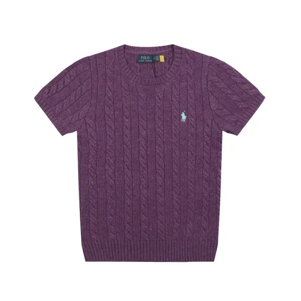Polo Ralph Lauren Cable Knit Short-Sleeve Sweater Pink - 12