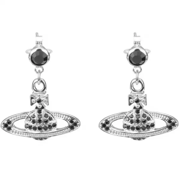 Vivienne Westwood Orb Black Crystal Earrings - 1
