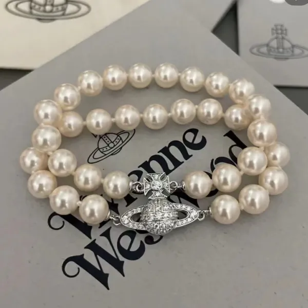 Vivienne Westwood Orb Pearl Bracelet White Silver Jewelry - 8