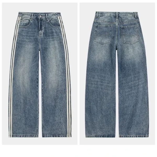 Adidas Originals Track Stripe Wide-Leg Jeans Blue - 1