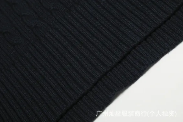 Polo Ralph Lauren Cable Knit Polo Black Sweater - 10