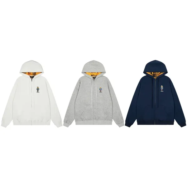 Polo Ralph Lauren Bear Logo Full-Zip Hoodie White - 3