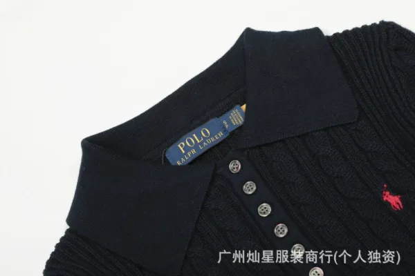Polo Ralph Lauren Cable Knit Polo Black Sweater - 13