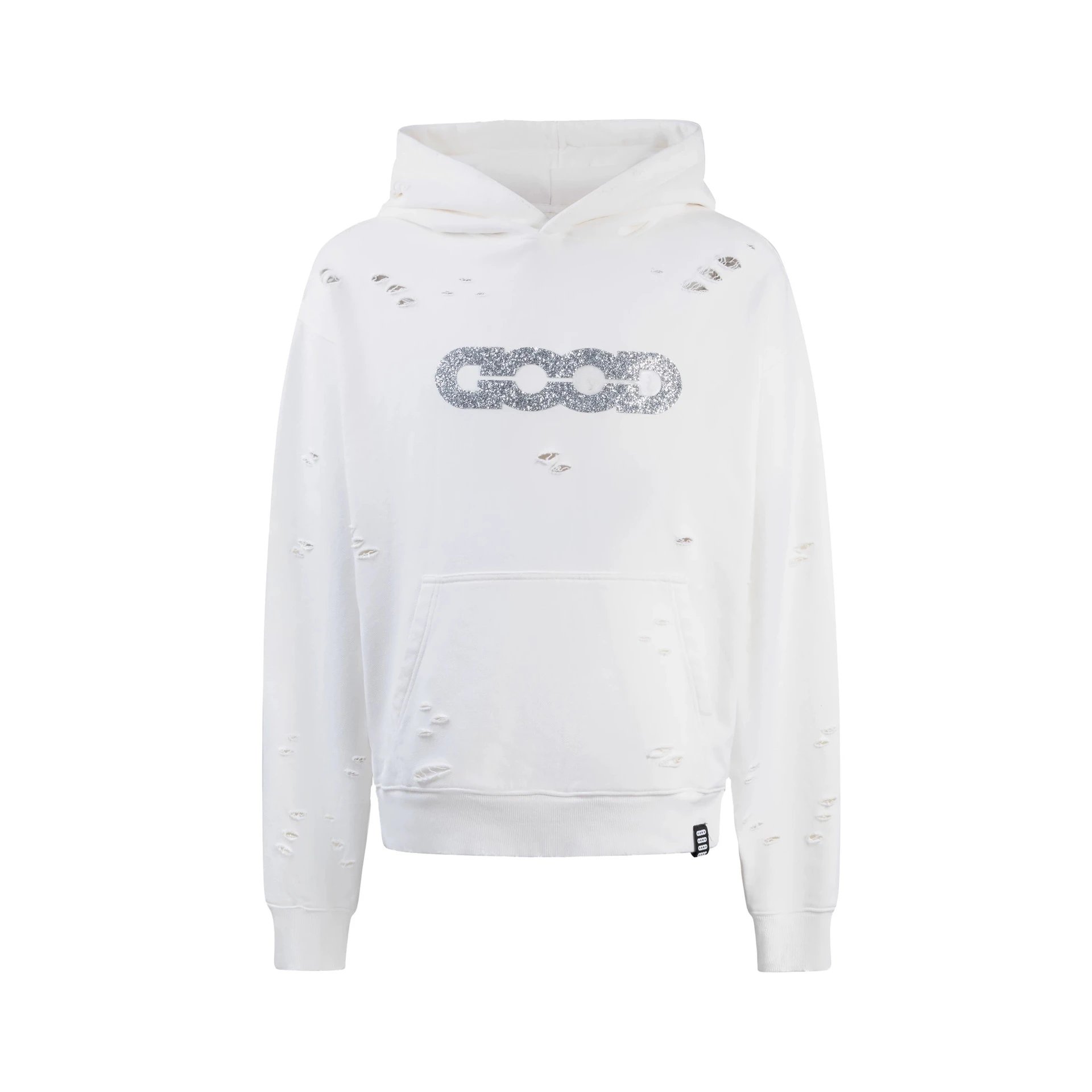 Gallery Dept. Distressed Chain Logo White Hoodie