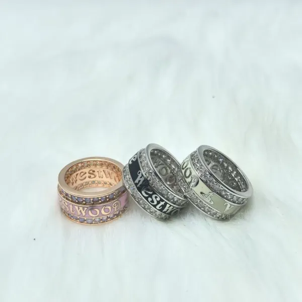 Vivienne Westwood Orb Logo Diamond-Encrusted Spinner Ring Silver - 7
