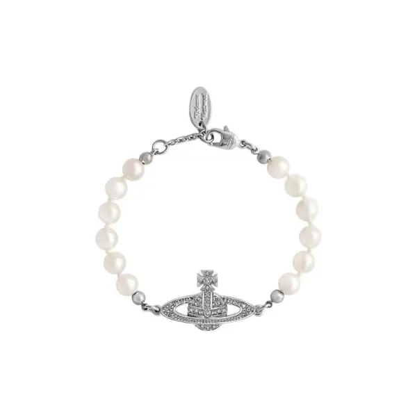 Vivienne Westwood Orb Pearl Bracelet with Pink Crystal Accents - 9