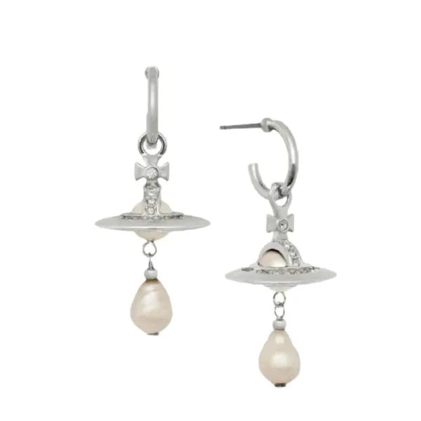 Vivienne Westwood Orb Pearl Drop Earrings Silver - 7