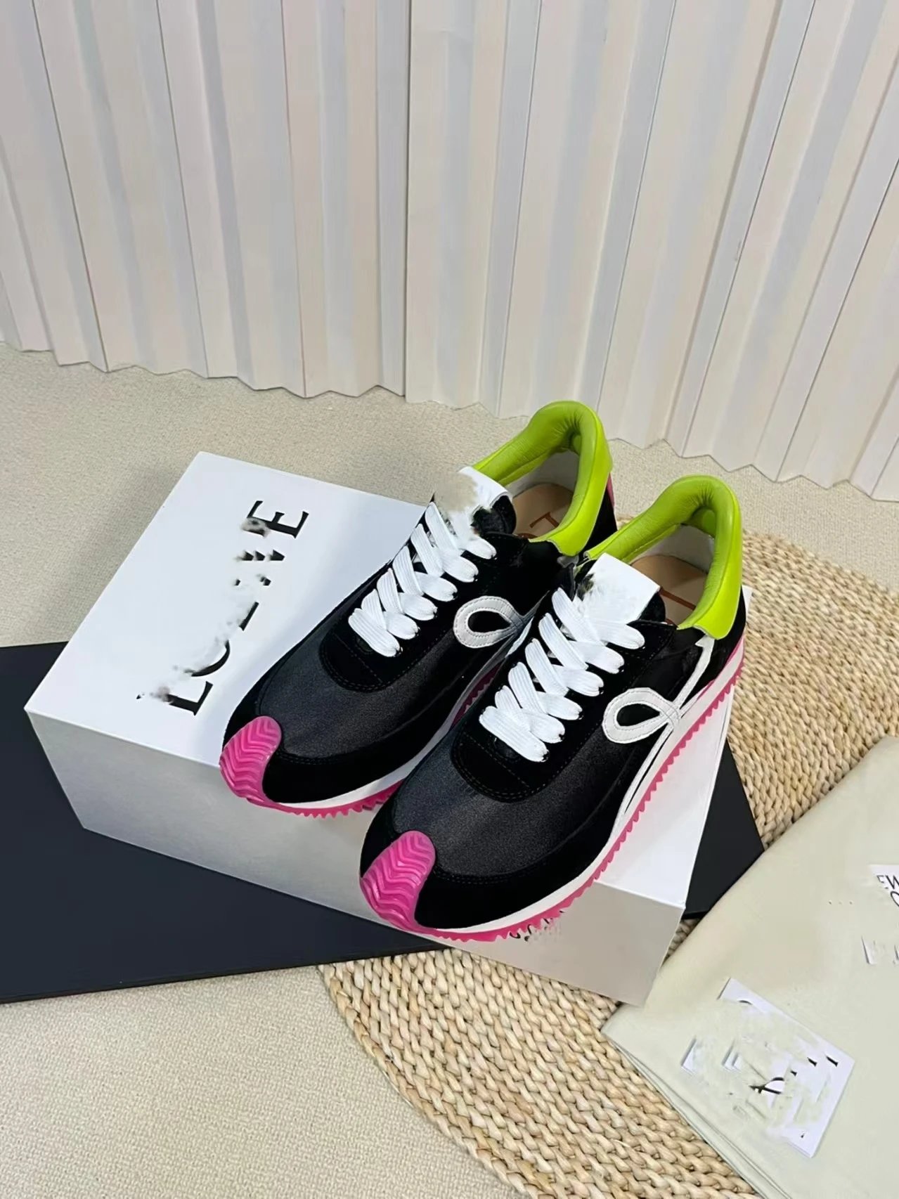 Loewe Puzzle Runner Black Pink Lime Green Sneakers