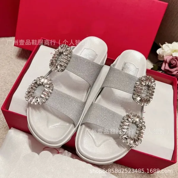Dior J'Adior Slide Silver Crystal-Embellished Slippers - 3