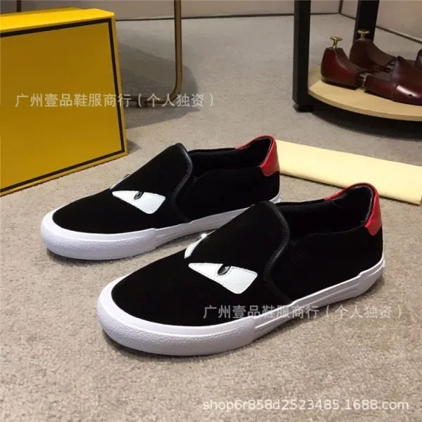 Fendi Monster Eyes Slip-On Sneakers Black White - 12