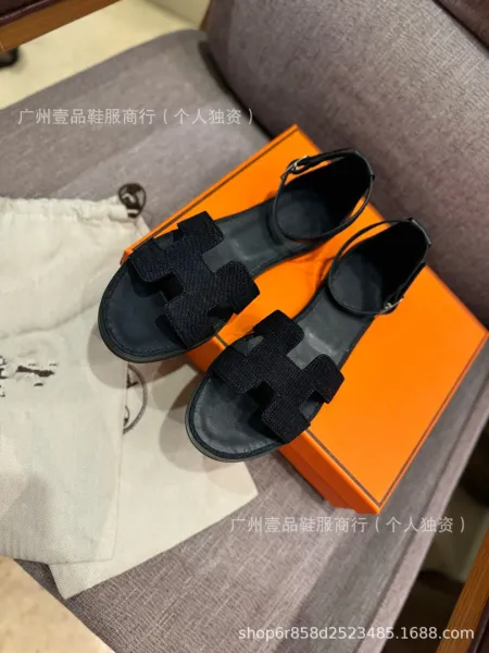 Hermès Oran Sandals Denim Blue Leather Sandals - 16