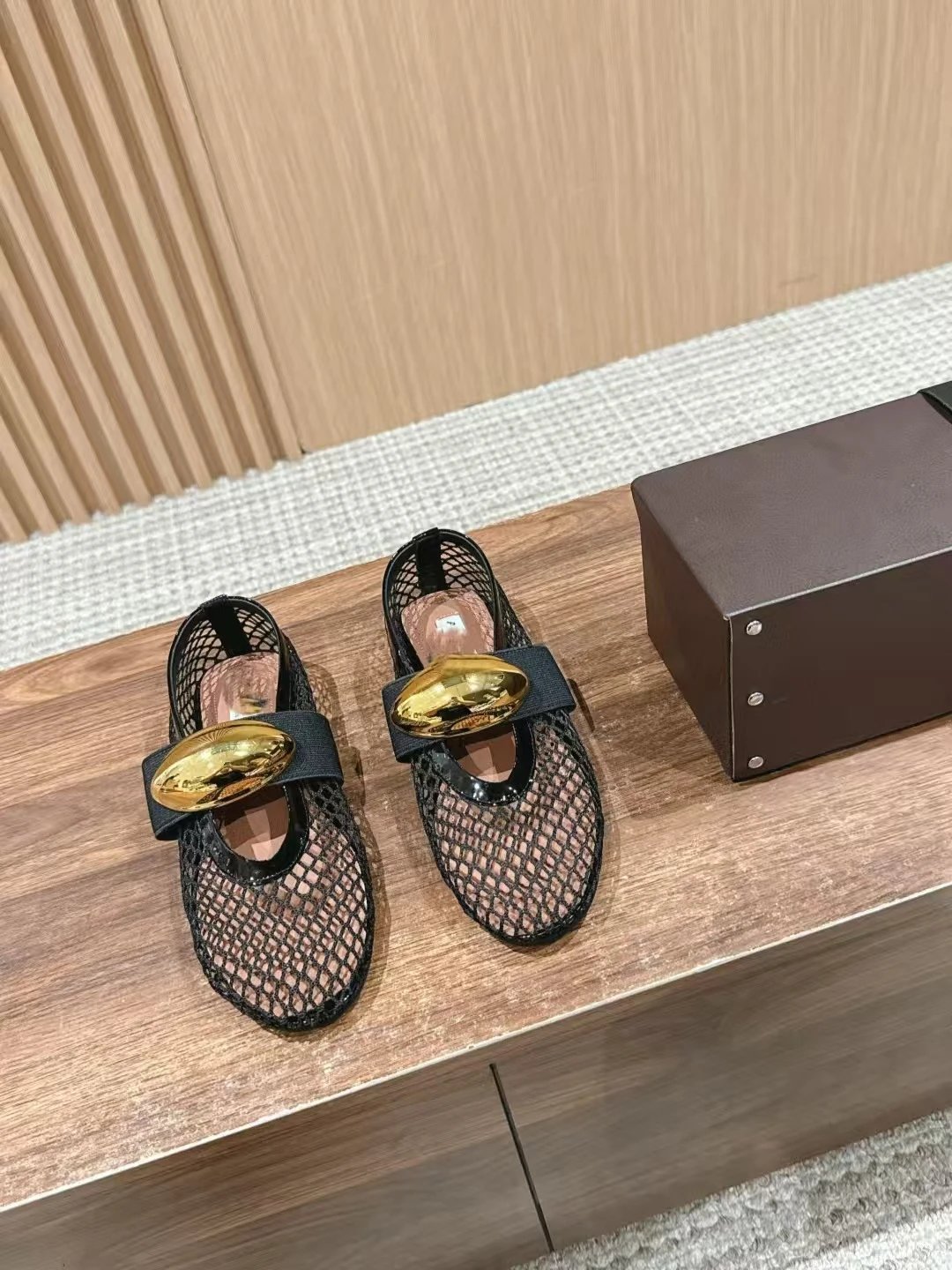 Prada Mary Jane Flat Black Studded Leather Shoes - 45