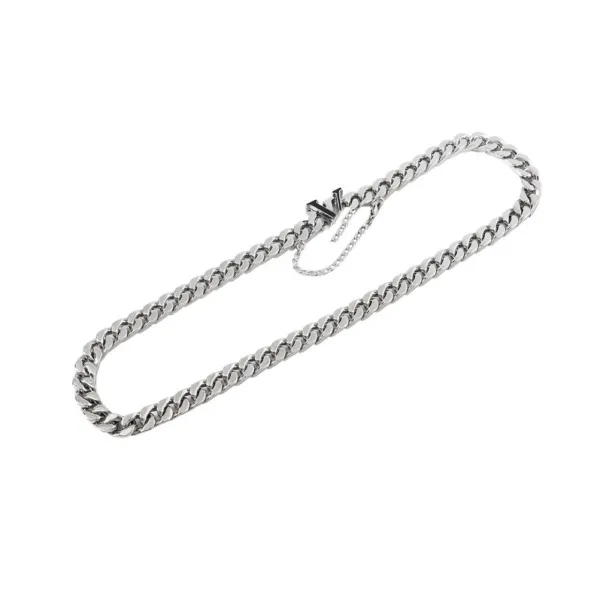 Silver Curb Chain Choker Necklace - 4