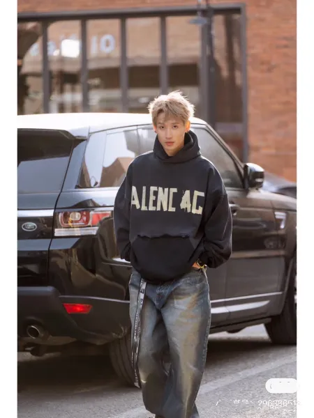 Balenciaga BALENCIAGA AC Distressed Gray Hoodie - 9