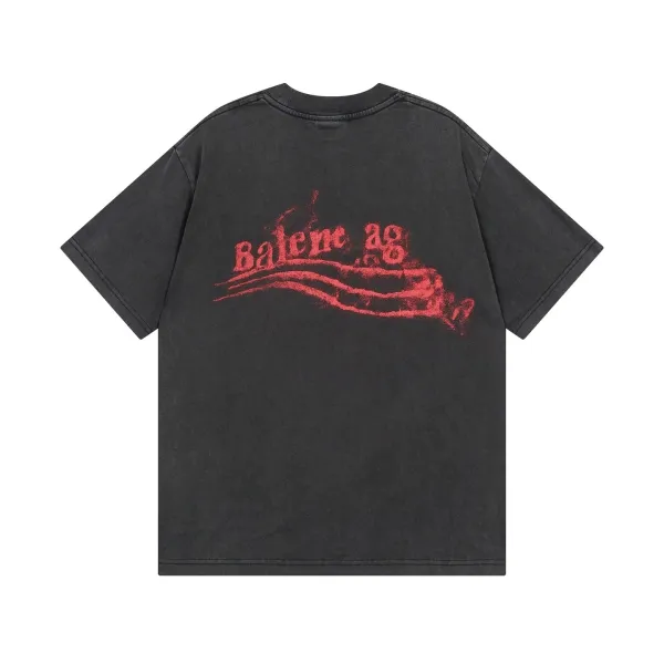 Balenciaga Halenc Ag Distressed Black T-Shirt - 6