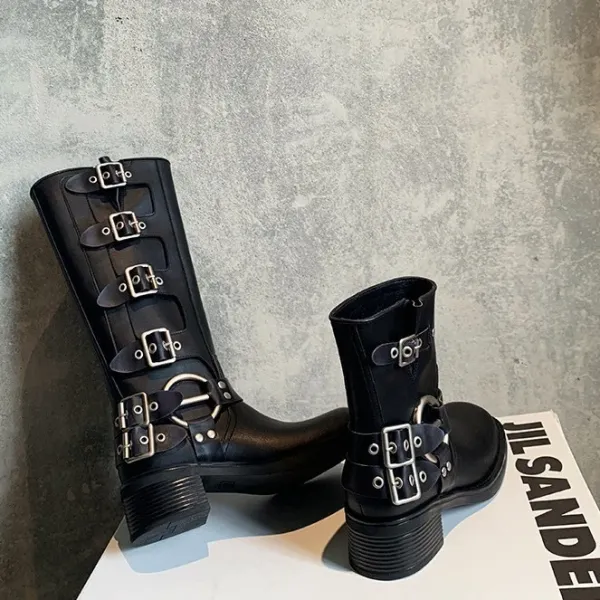Brown Motorcycle-Style Buckle Boot - 11