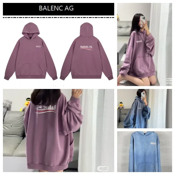 Balenciaga AG Logo Washed Blue Hoodie - 3