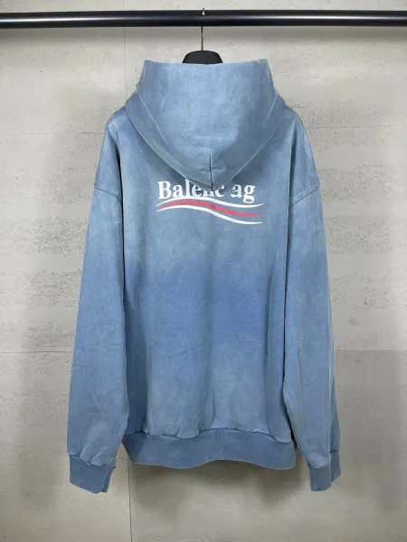 Balenciaga AG Logo Washed Blue Hoodie - 8