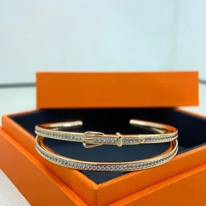 Hermès Clic H Bracelet Gold-Tone Pave Crystal Bangle - 2