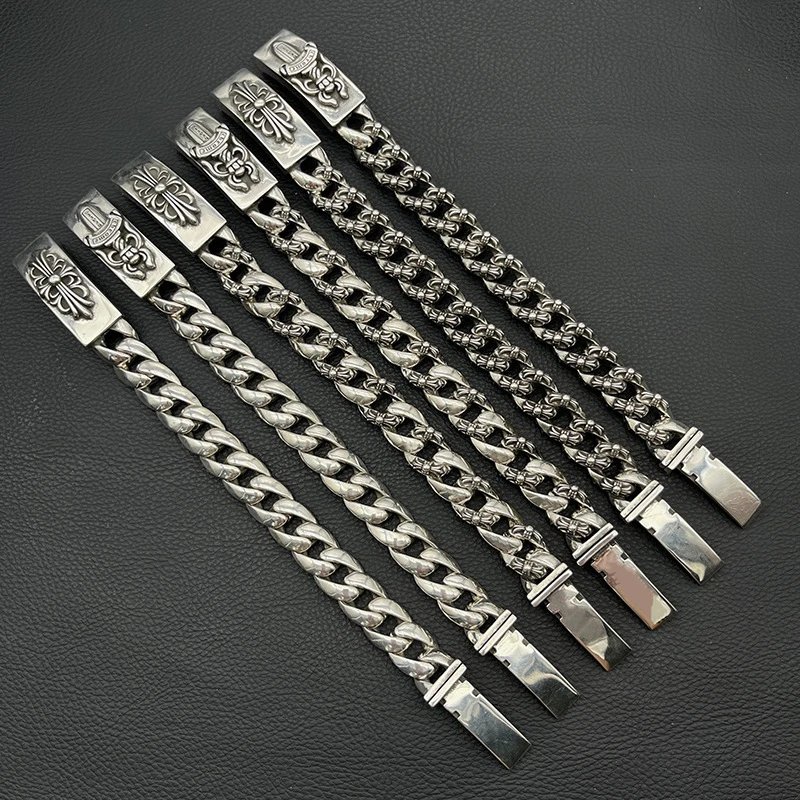 Chrome Hearts Classic Curb Chain Silver Bracelet - 18