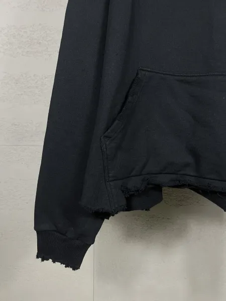 Balenciaga Distressed Floral Embroidery Hoodie Black - 8