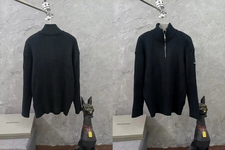 B Home Half Zipper High Collar Sweater Large Size