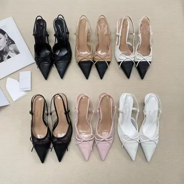 Chanel Two-Tone Bow Slingback Heels - 3