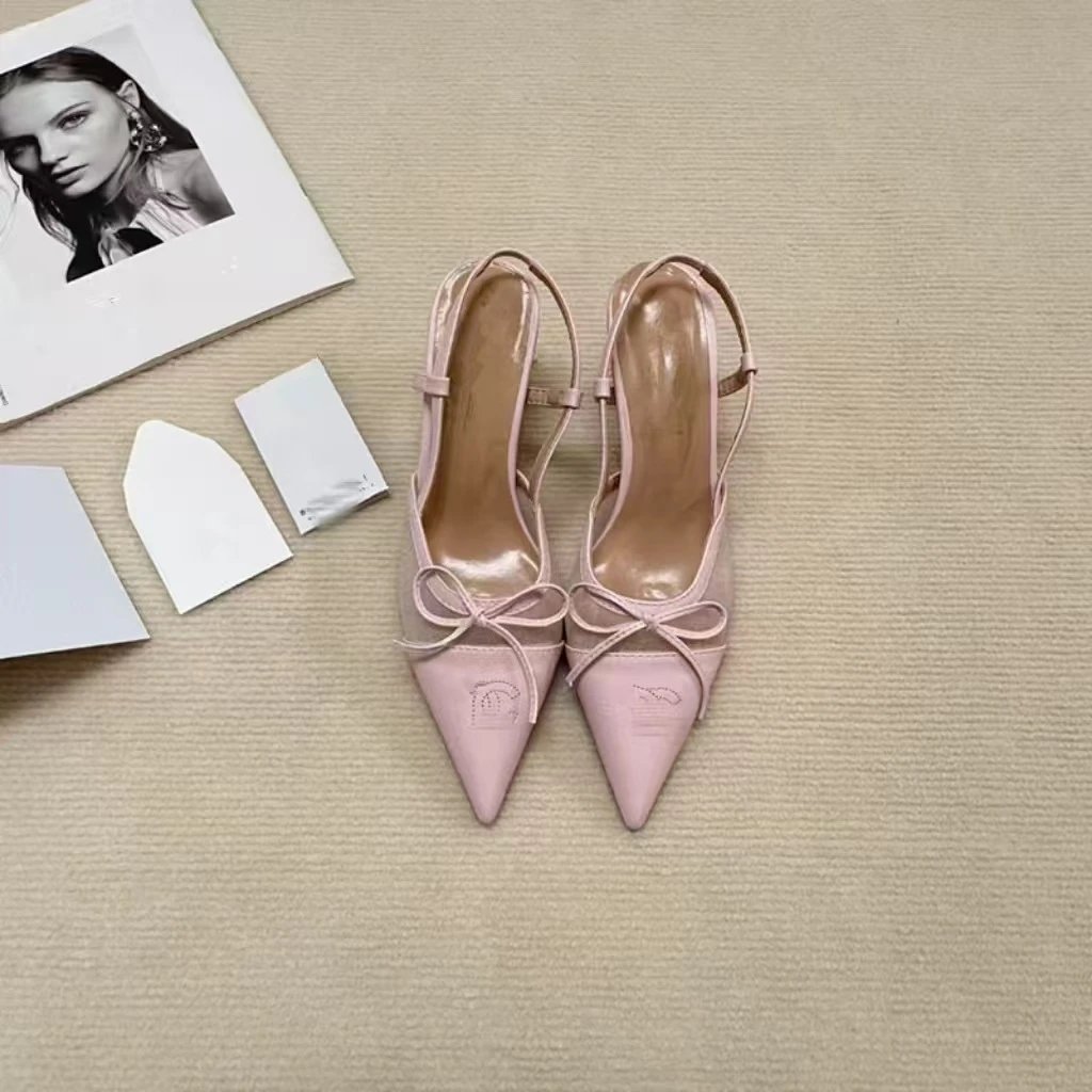 Chanel Two-Tone Bow Slingback Heels - 10