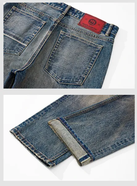 Asphalt Yacht Club Distressed Wide-Leg Jeans Blue - 11