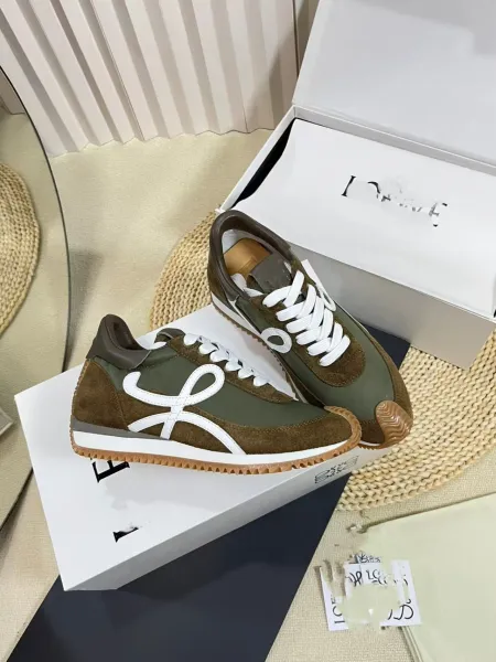 Loewe Puzzle Runner Beige Brown Suede Sneakers - 19